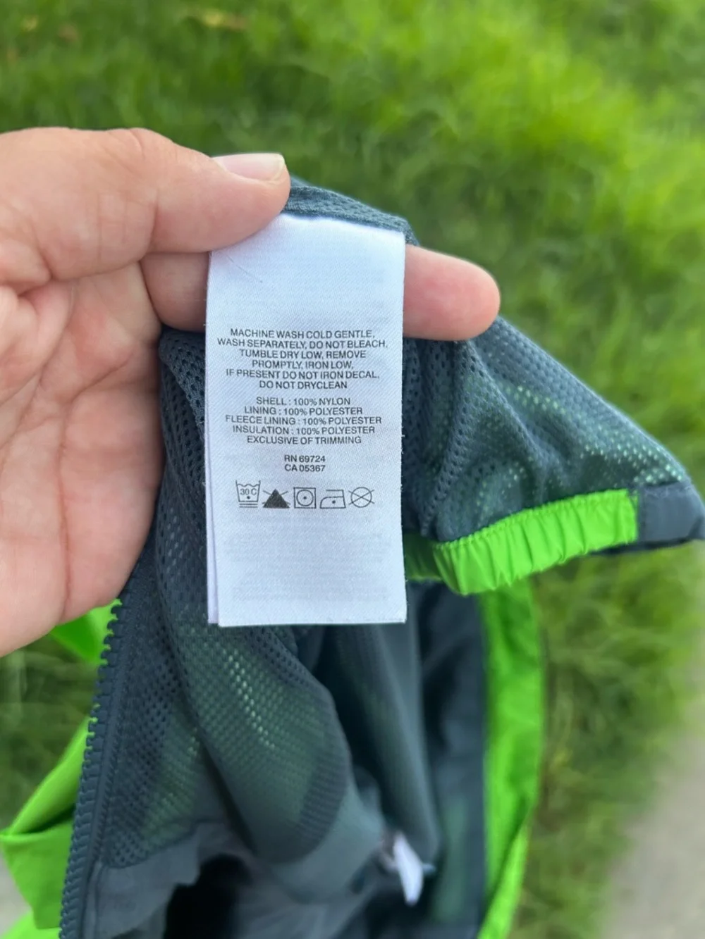 Columbia Bright Green Frog Hood Rain Jacket with Dark Gray Panel